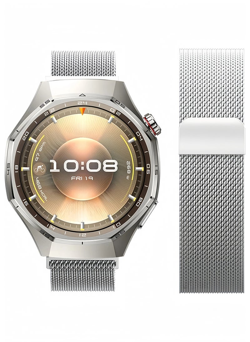 ChicVibe Milanese Metal Bands Compatible with Huawei Watch GT6 46mm/Watch GT6 Pro/Watch GT5 46mm/GT5 Pro/GT4 46mm/GT3 46mm/ GT3 Pro/GT 2e 46mm, Metal Mesh No Gap Stainless Steel Milanese Loop Magnetic Strap Replacement for Huawei Watch GT6 46mm/Watch GT6 Pro/Watch GT5 46mm/GT5 Pro/GT4 46mm, 22mm watch band width, Silver - Image 3